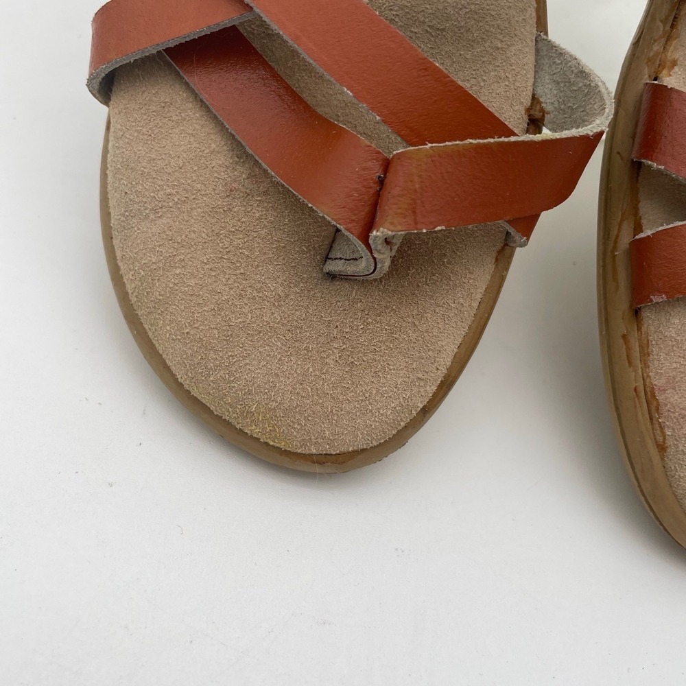 NWT Sport Makers Brown Leather CrissCross Straps Flat Vintage NOS Sandal‎ 6.5 - Picture 2 of 5